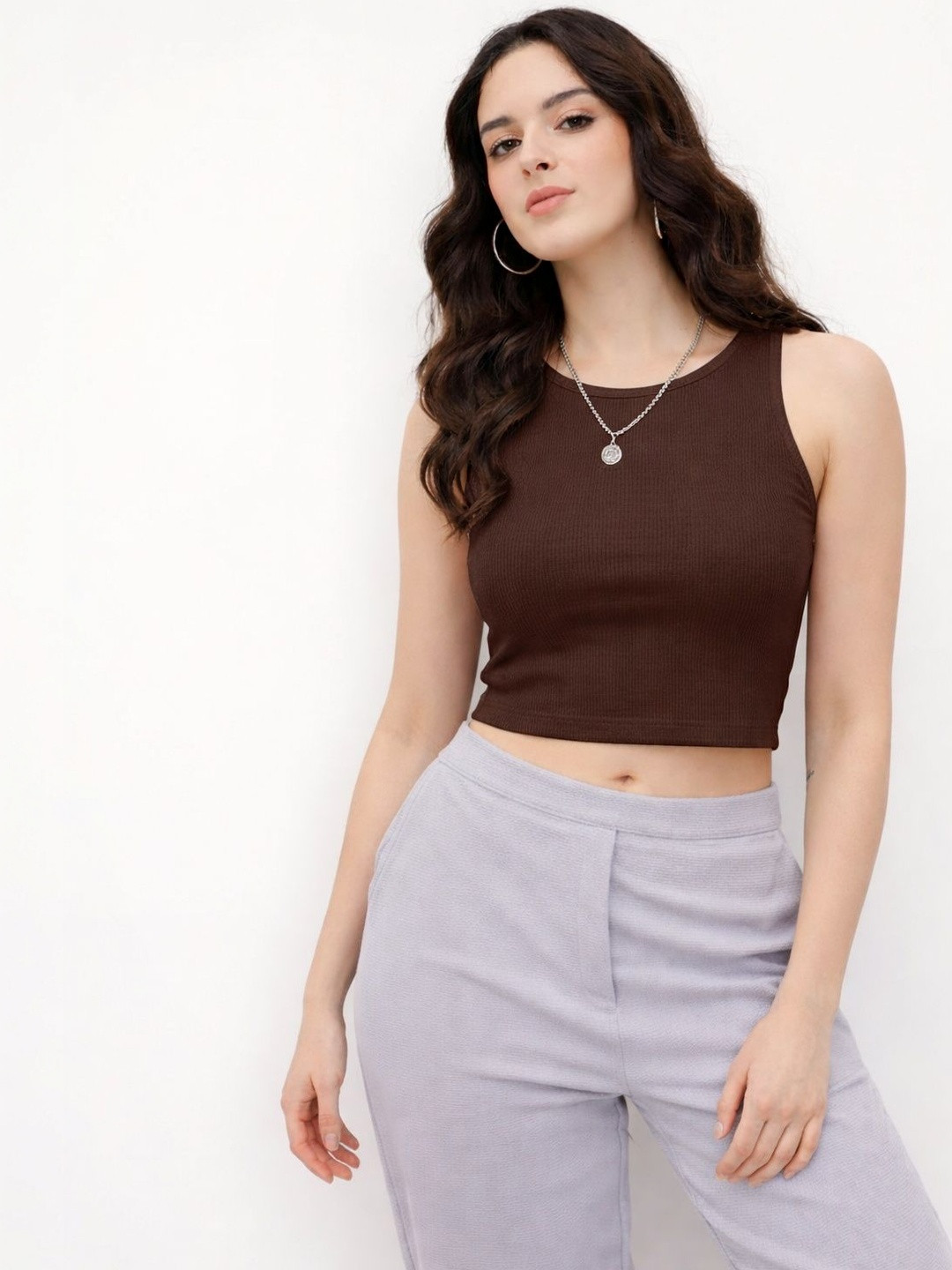 LADYGLOW Cotton Tank Crop Top