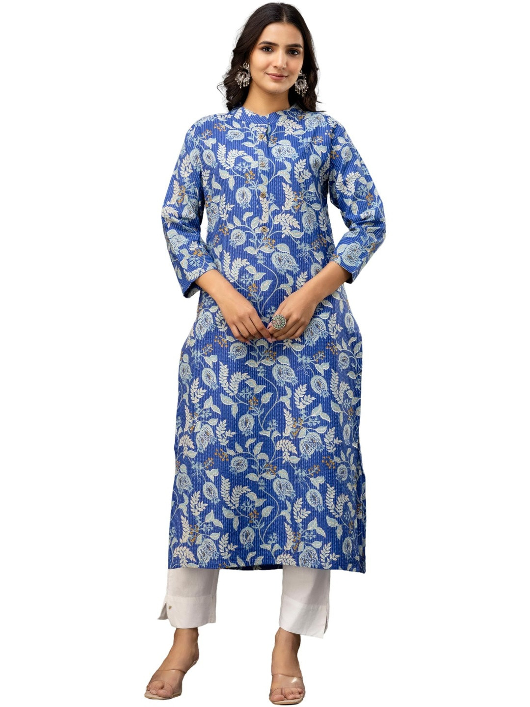 Kalphem Women Floral Printed Indigo Kurta