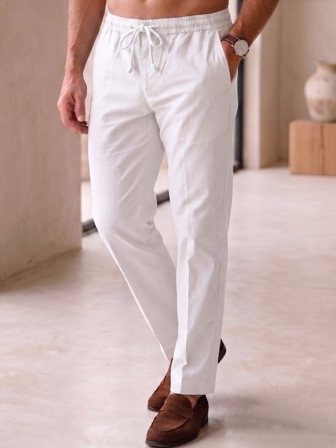 Vida Loca Men Relaxed Straight Leg Slim Fit High-Rise Trousers