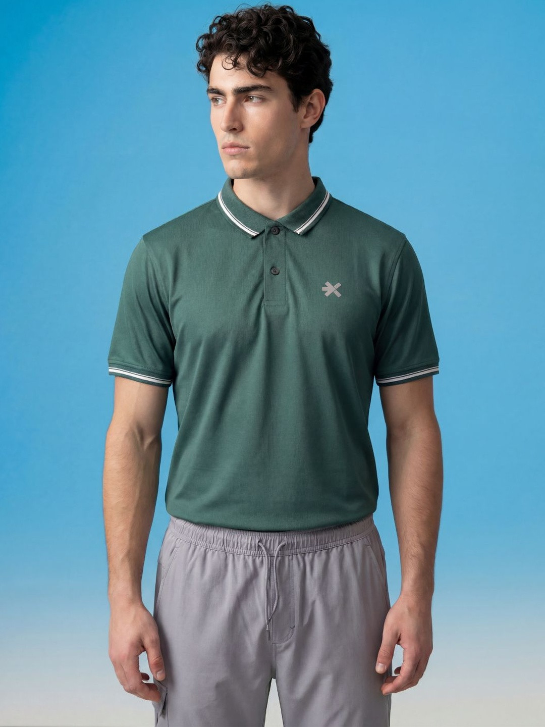 HRX by Hrithik Roshan Men Brand Logo Polo Collar Slim Fit T-shirt