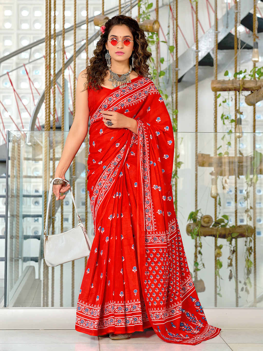 Dhaaga Ghar Embellished Sequinned Pure Cotton Heavy Work Saree