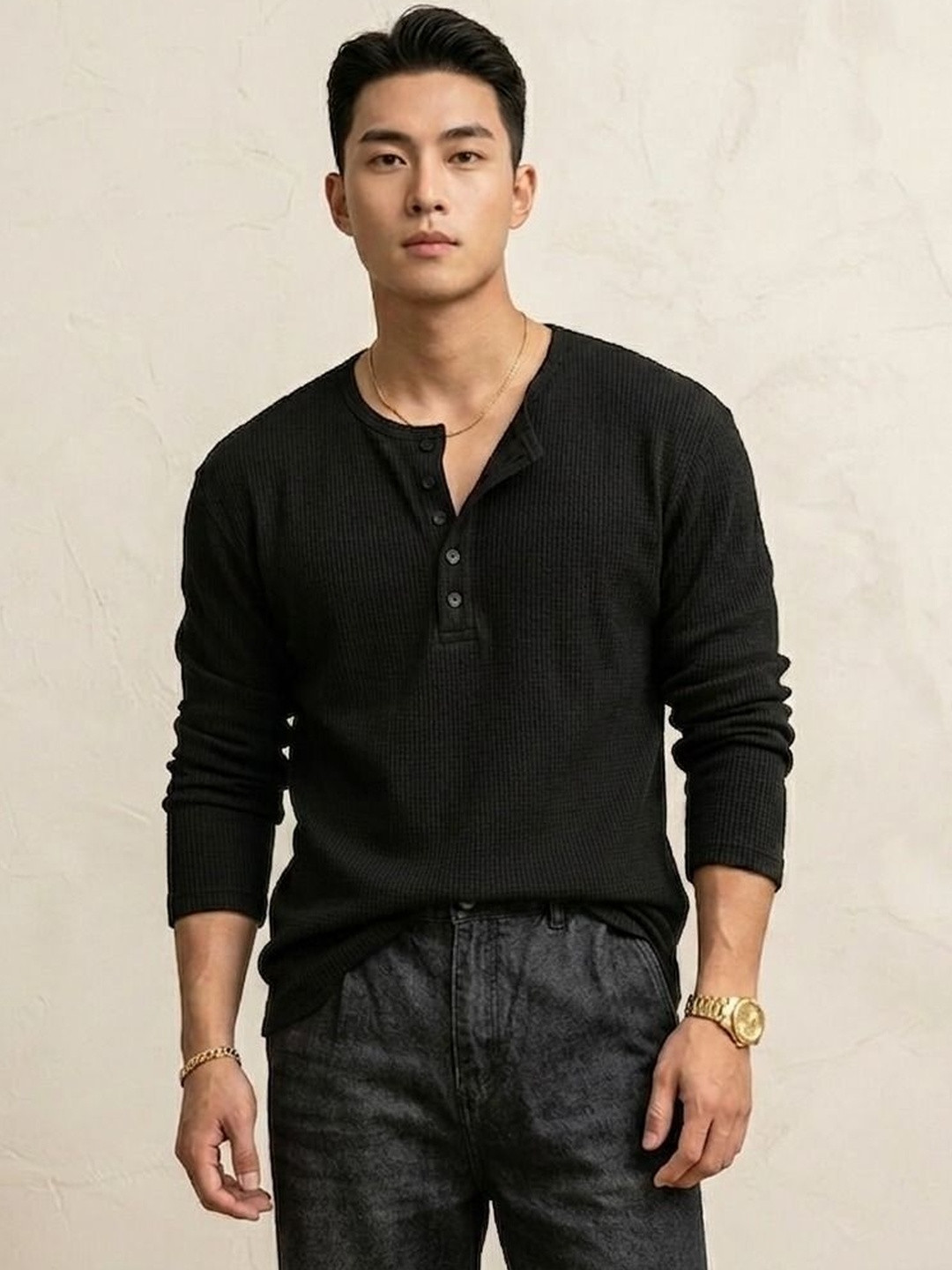 Imsa Moda Men Henley Neck T-shirt