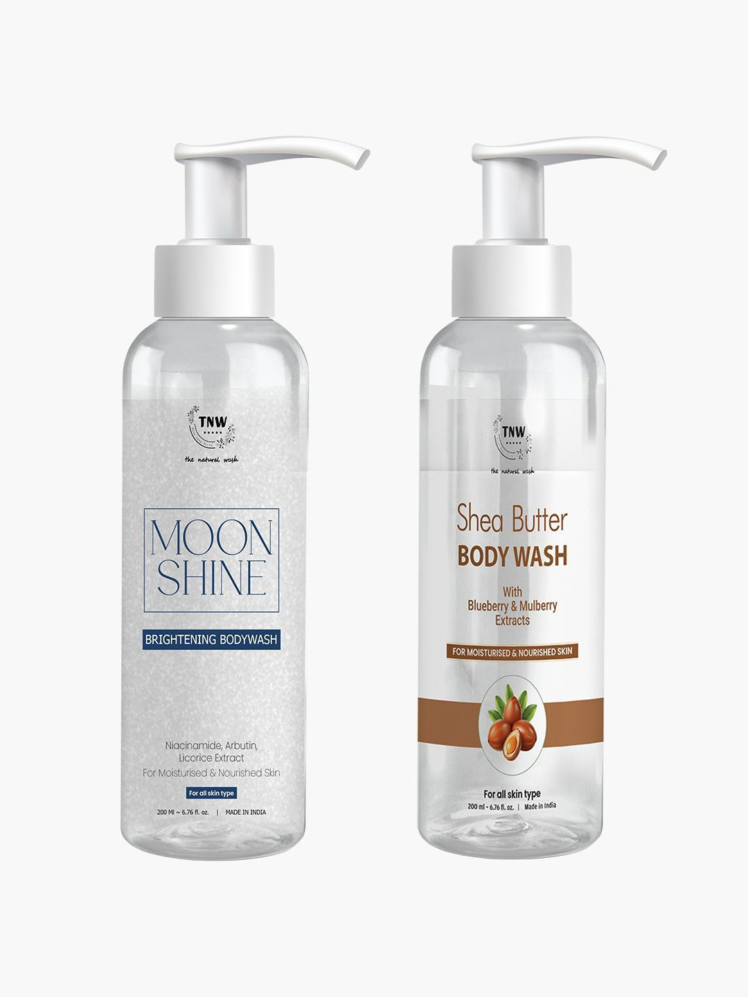 TNW the natural wash Set of 2 Moon Shine and Shea Butter Body Wash 200ml Each
