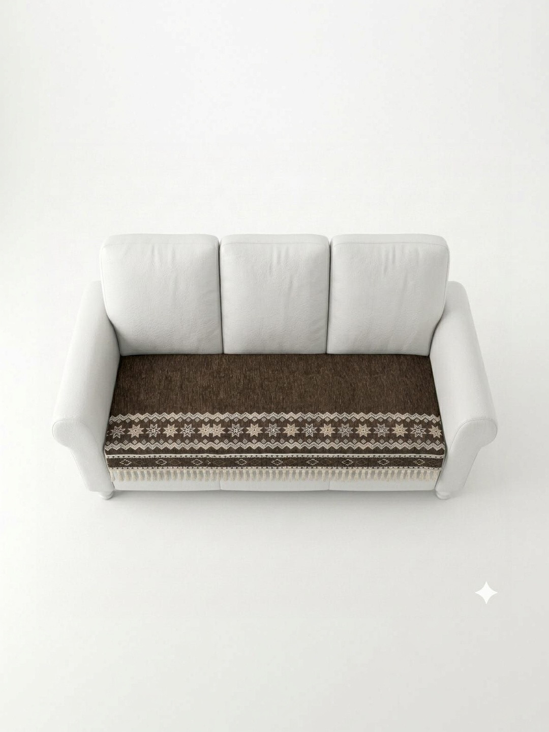 RAINBOW FURNISHINGS Brown & Brown Printed Cotton Blend 3 Piece Sofa Cover Without Arms