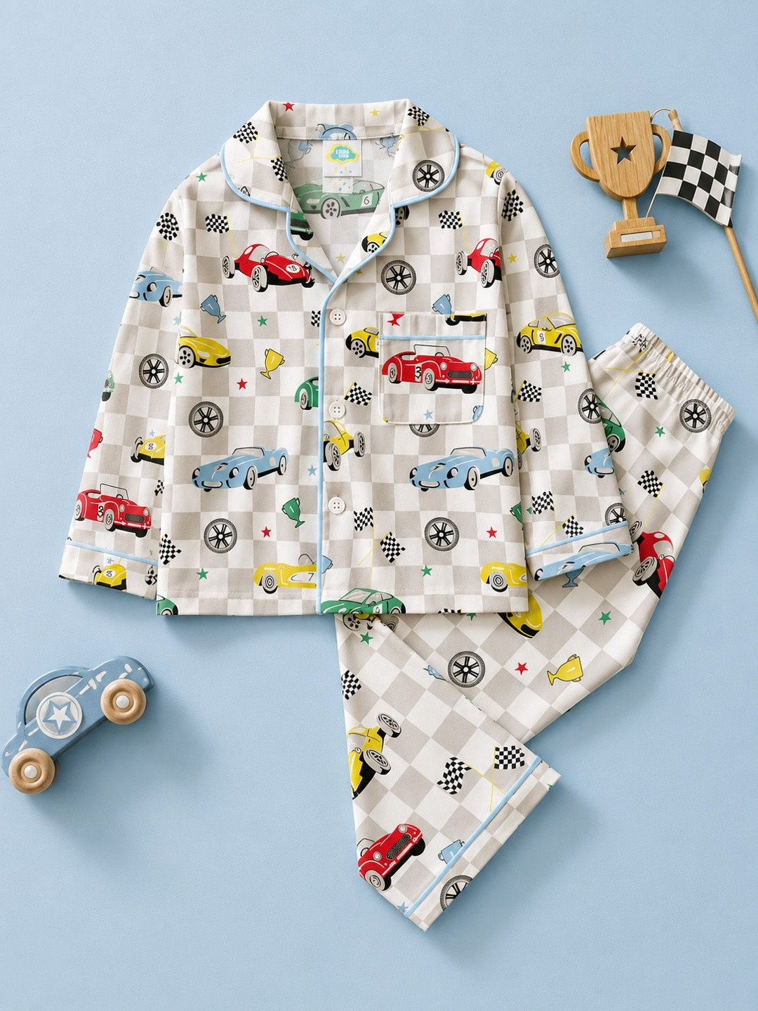 Fancy Fluff Unisex Kids Printed Night suit