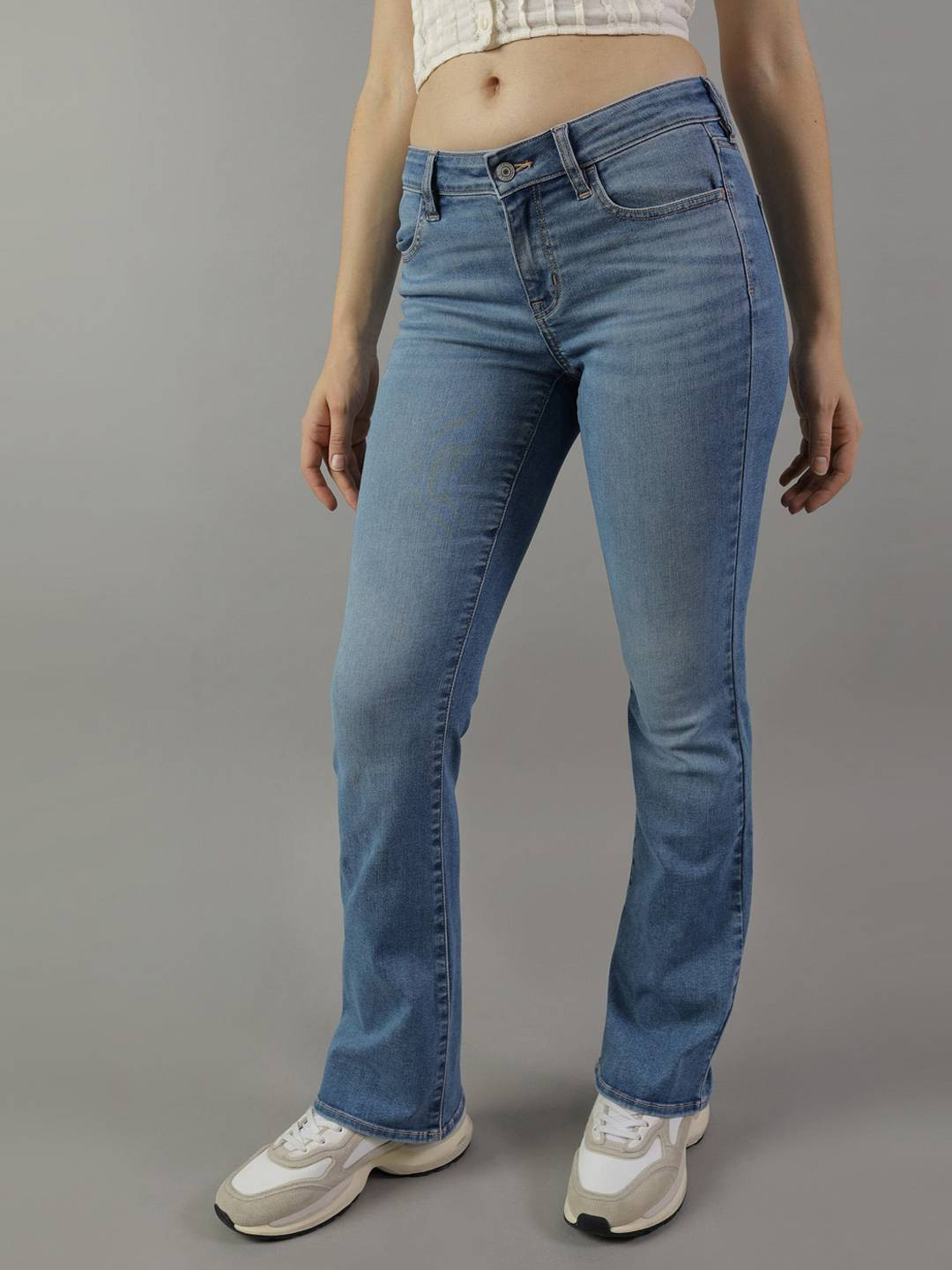 American Eagle Women Blue Low Rise Kick Boot Jeans