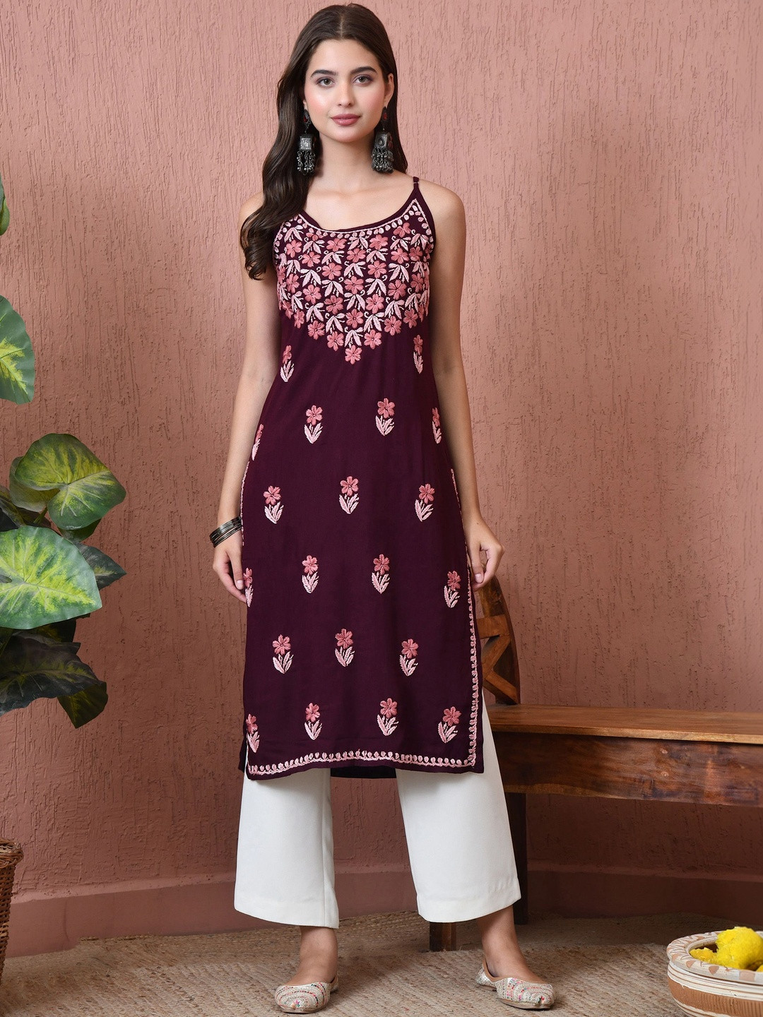 Syrish Floral Embroidered Thread Work Handloom Kurta