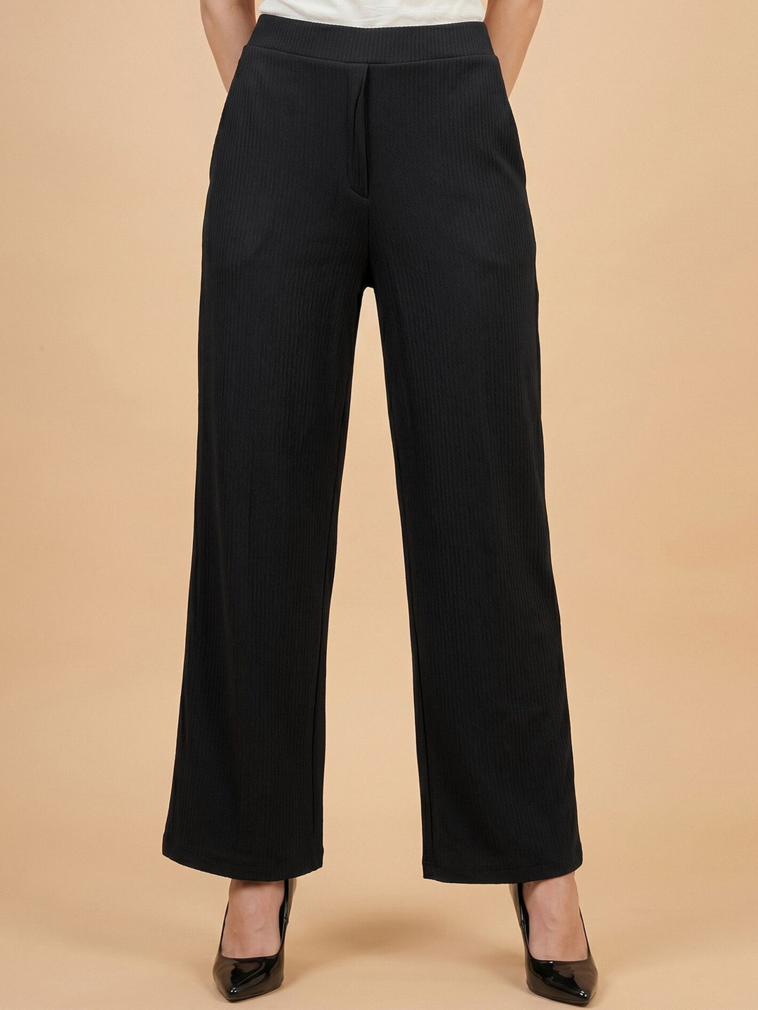 Chemistry Women Textured Easy Wash Trousers