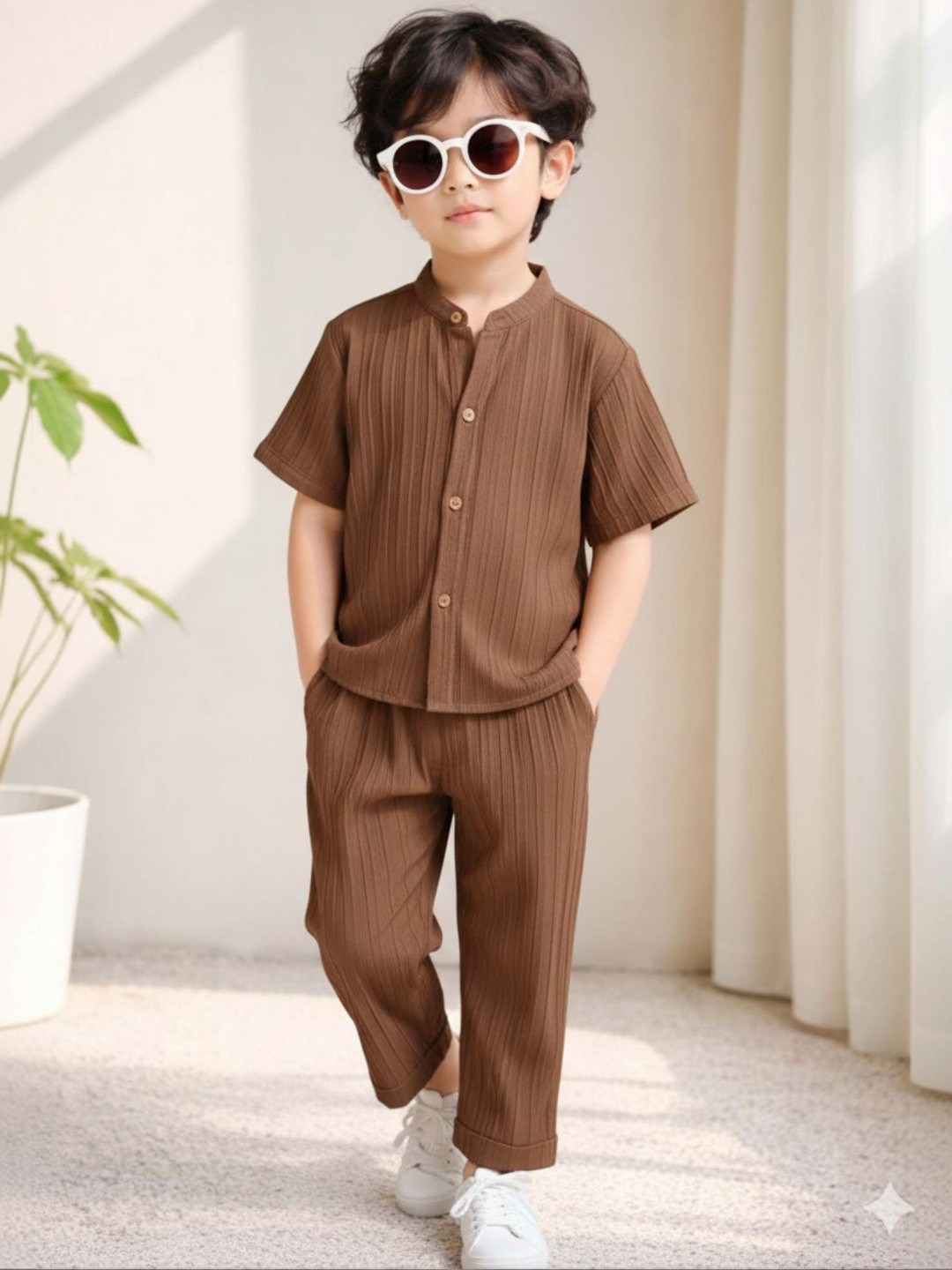 Parasense Self Design Shirt with Trousers