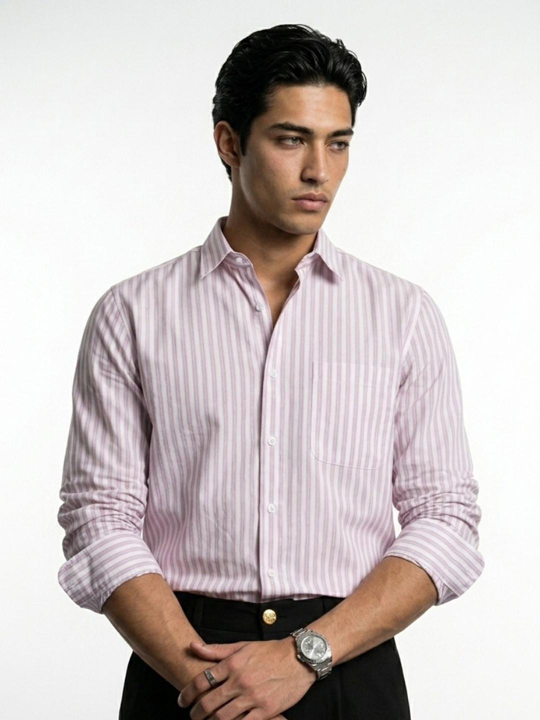OvrWrk Regular Fit Striped Casual Shirt