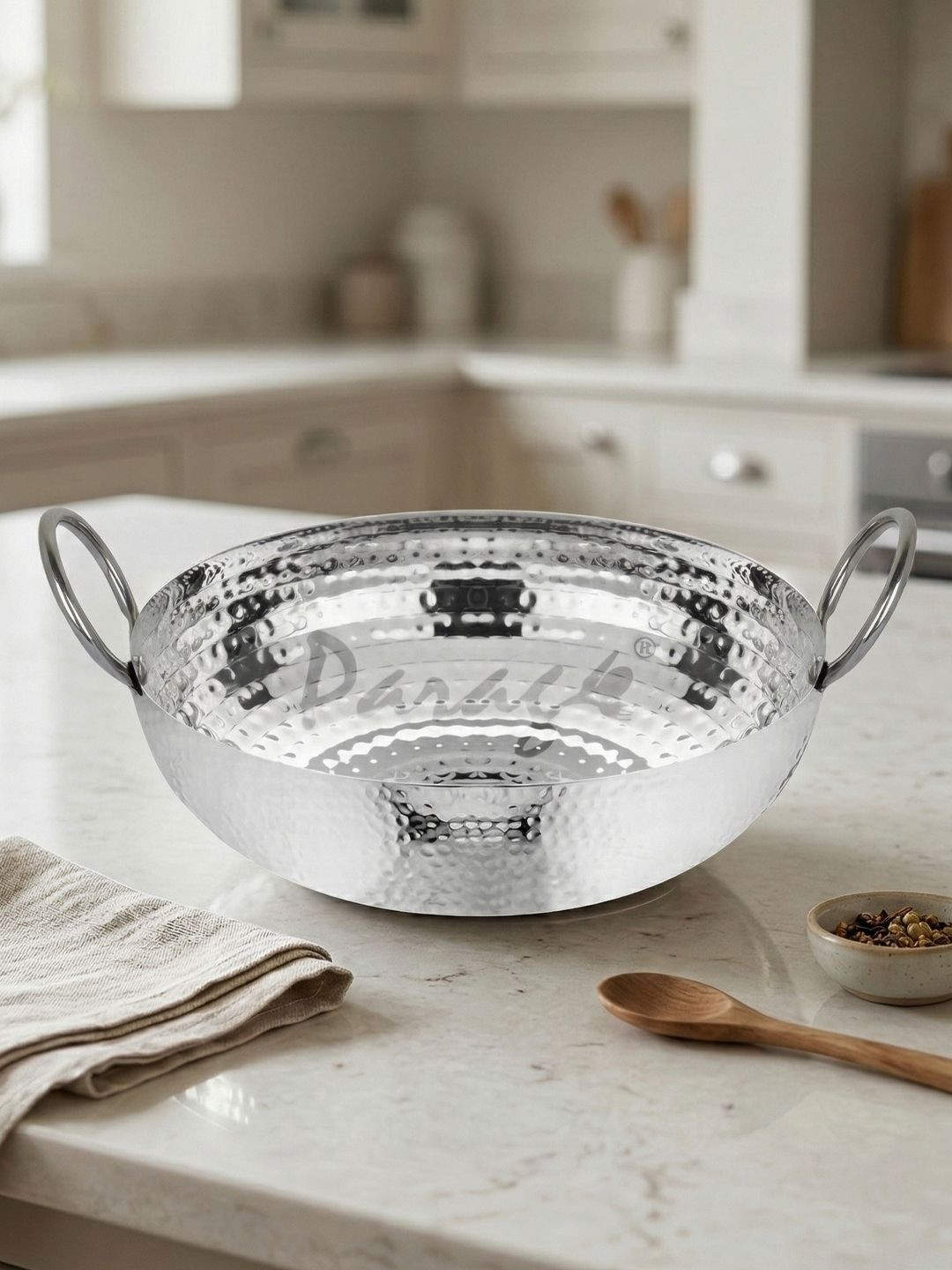 Parage Stainless Steel Hammered Heavy Gauge Induction & Gas Stove Safe Kadhai 2 L