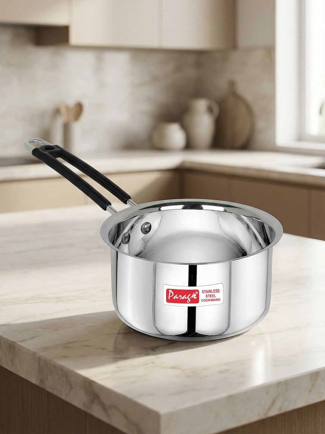 Parage Stainless Steel Silver Hammered Heavy Gauge Induction & Gas Stove Safe Saucepan 1L