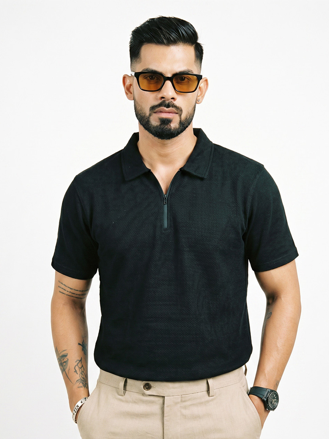 Crazymonk Men Polo Collar T-shirt