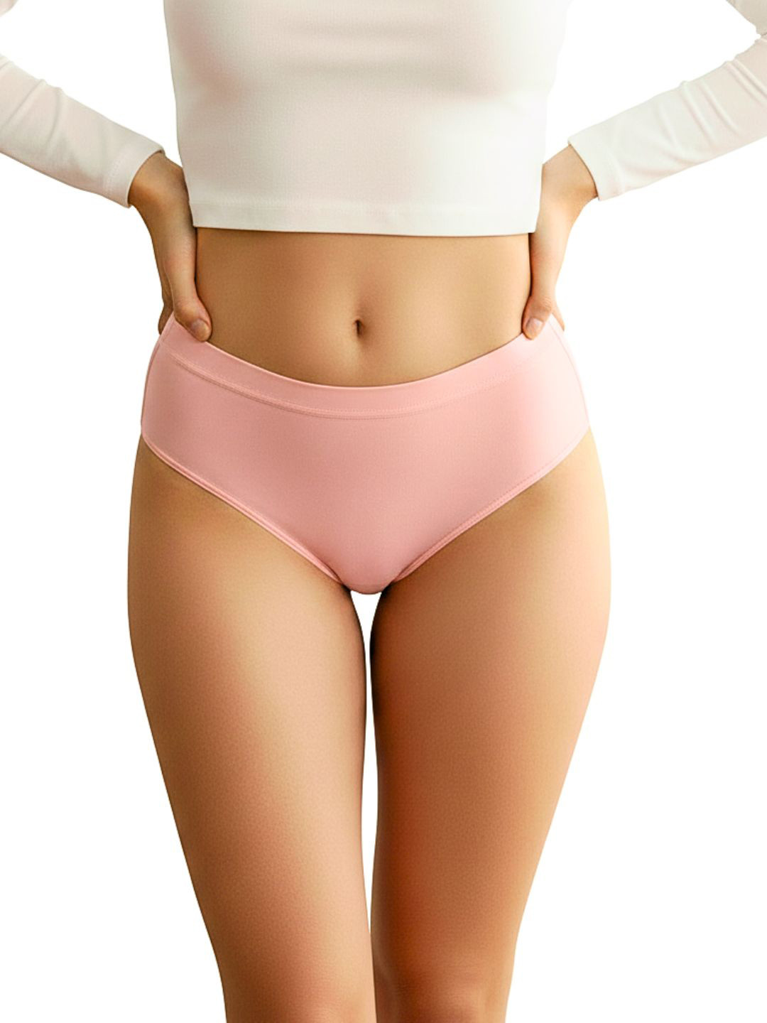 Saforia Women Seamless Microfabric Super Stretch Baby Pink Hipster Briefs