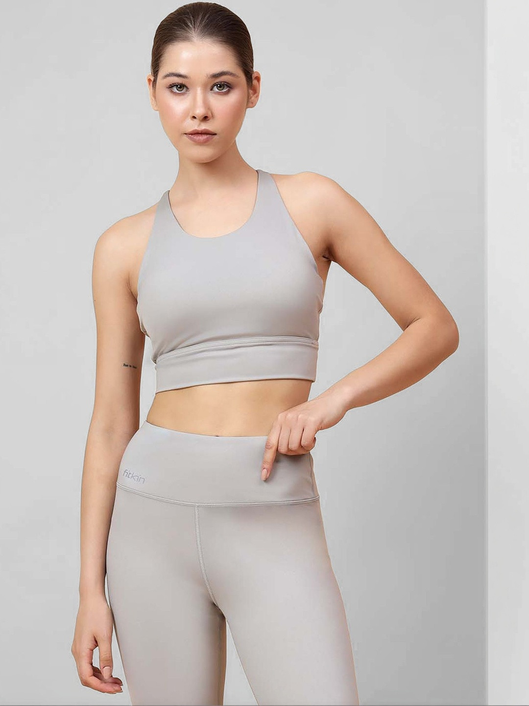 Fitkin Womens Green Multi Back Straps Sports Bra