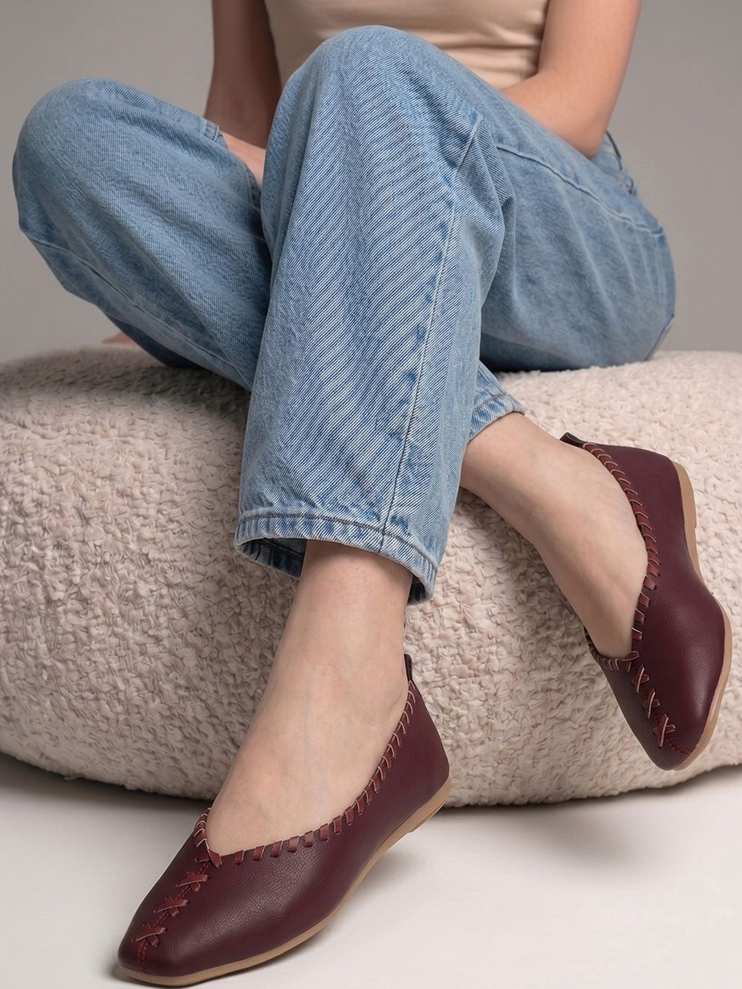 TRIKSY Square Toe Slip-On Ballerinas
