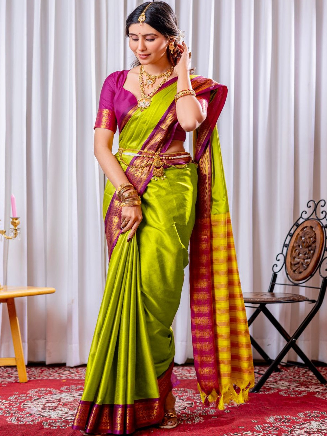 Paramparik Textile Ethnic Motifs Zari Silk Cotton Handloom Kanjeevaram Saree
