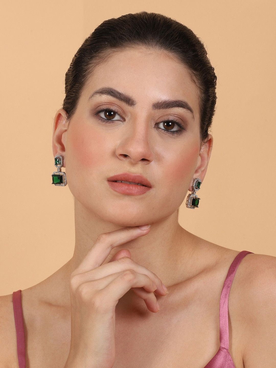 StileAdda Silver Plated Geometric Drop Earrings