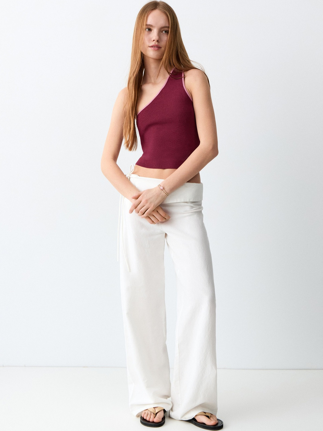 Mango MNG One Shoulder Crop Top