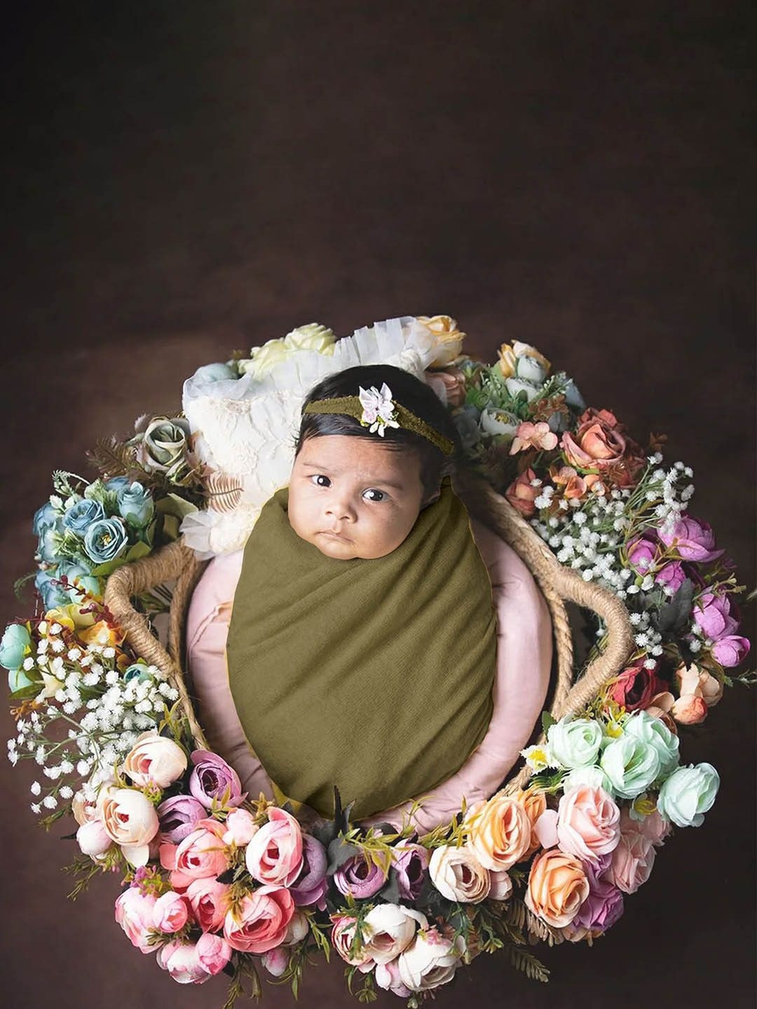 Babymoon Baby Textured Swaddle Wrap With Hairband Baby Photoshoot Props