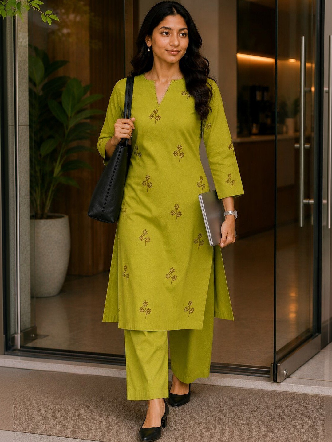SALE MANTRA Women Ethnic Motifs Printed Regular Pure Cotton Kurta with Palazzos