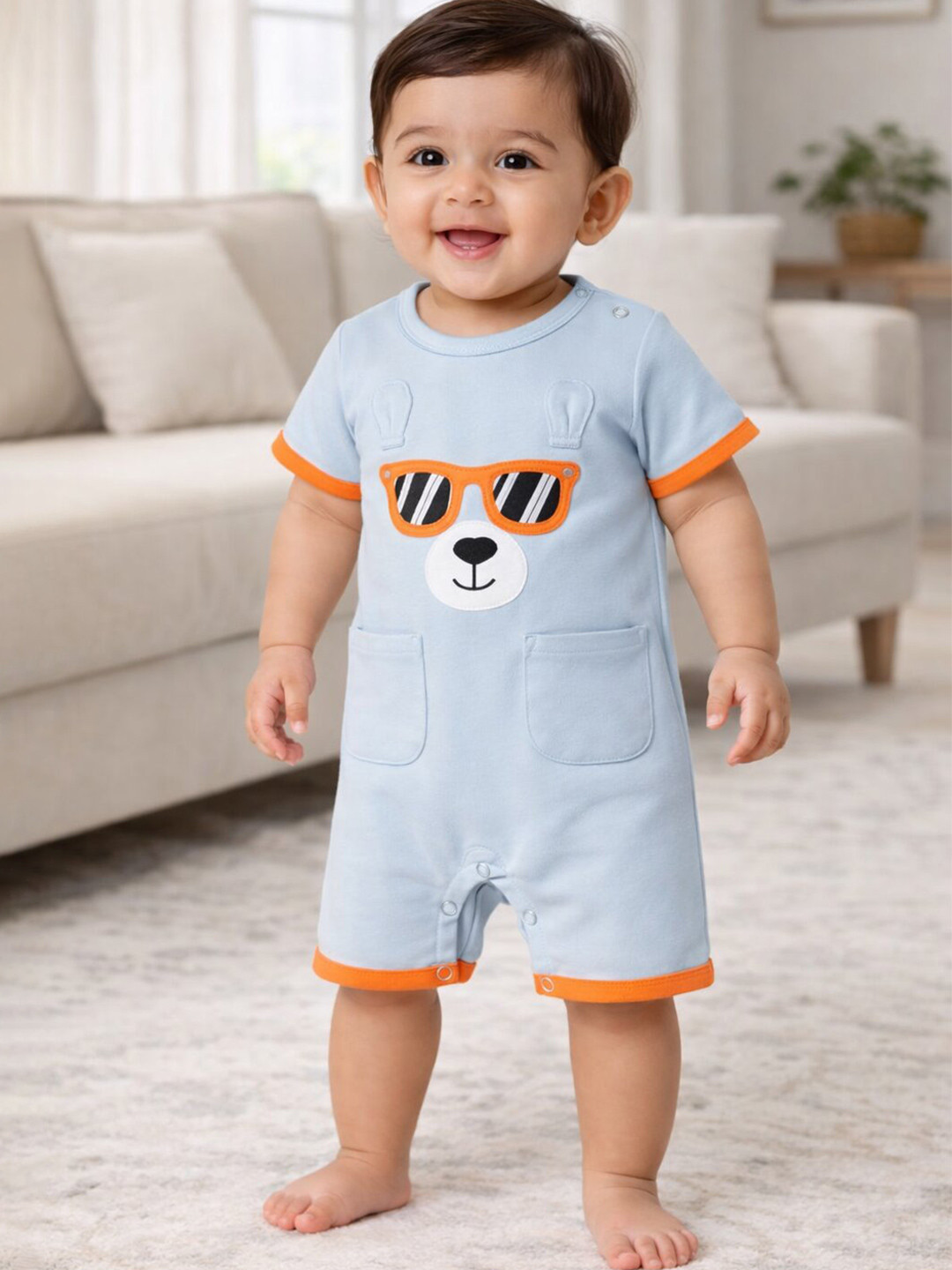 Bodycare Kids Infant Boys Embellished Cotton Romper