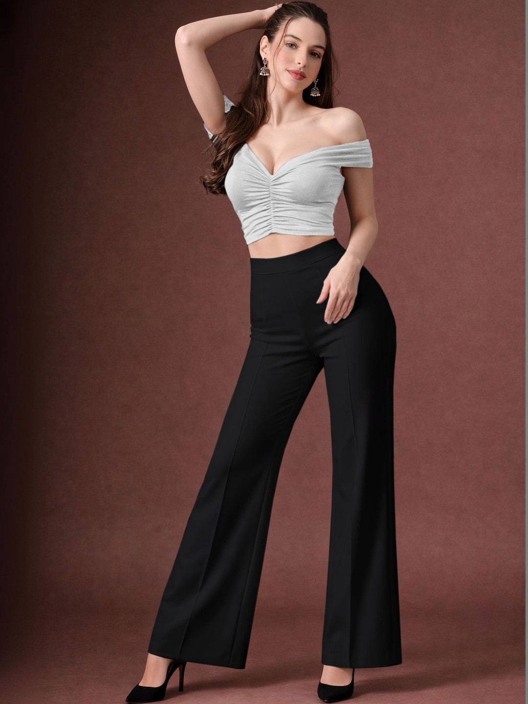 ROOPKAR Women Relaxed Easy Wash Trousers