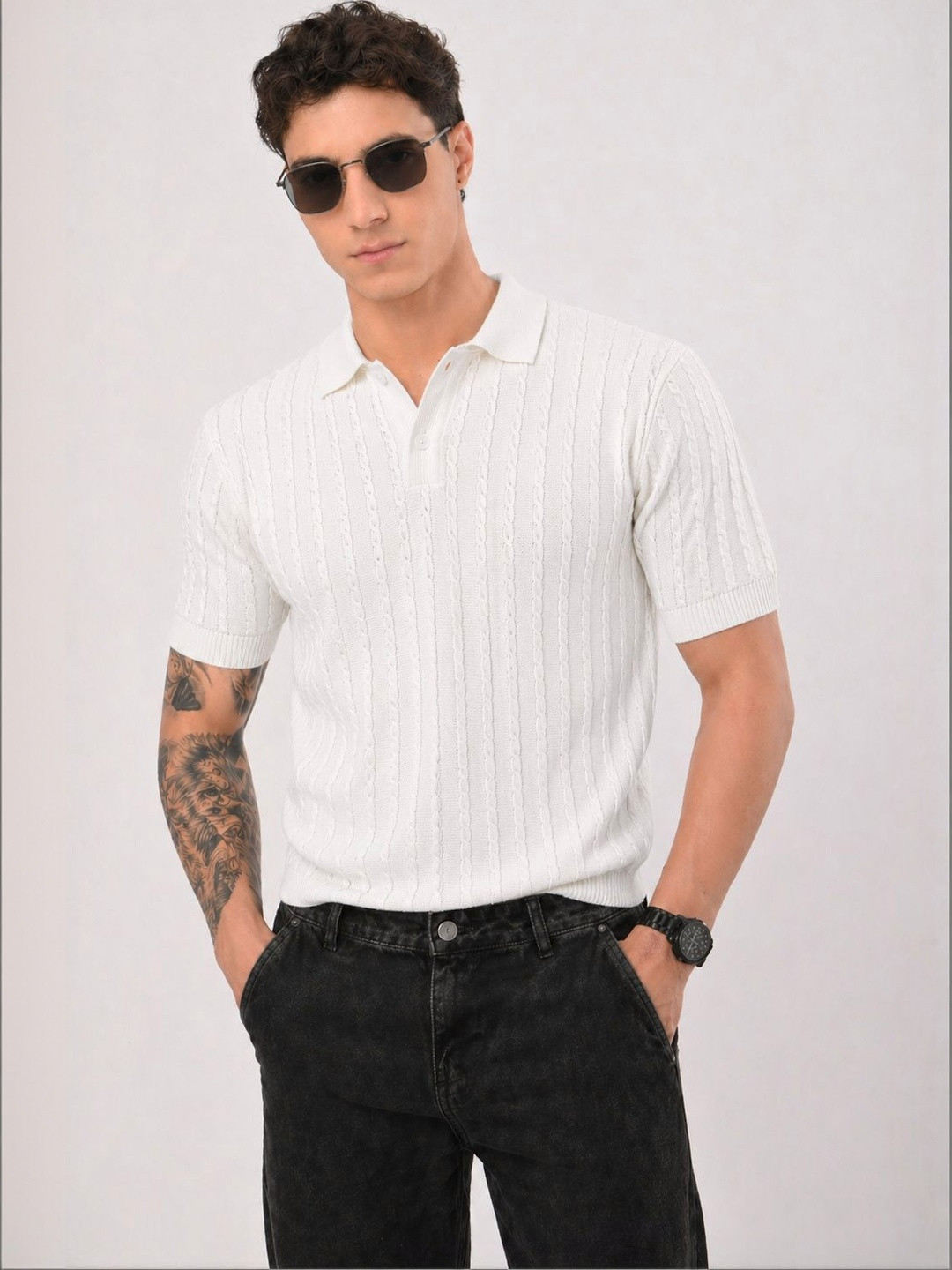 TRICOTE Men Polo Collar T-shirt
