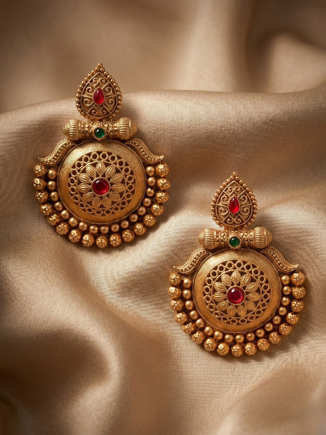 Adwitiya Collection Gold-Plated Classic Drop Earrings