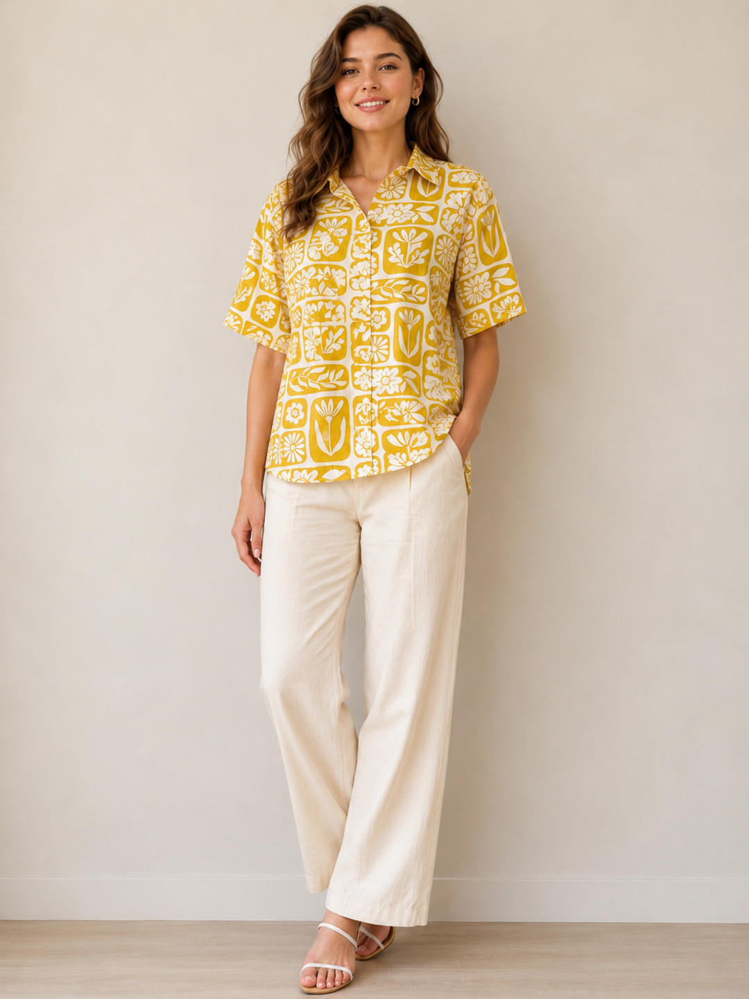 The Roadster Lifestyle Co. Relaxed Floral Printed Spread Collar Shirt