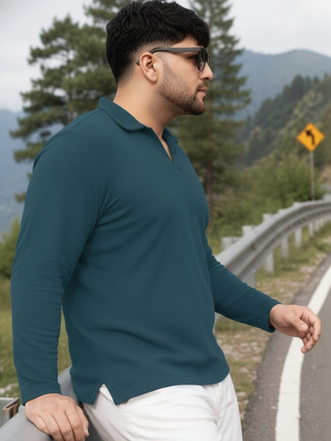 Sztori Men Plus Size Solid Regular Fit Polo Collar T-Shirt
