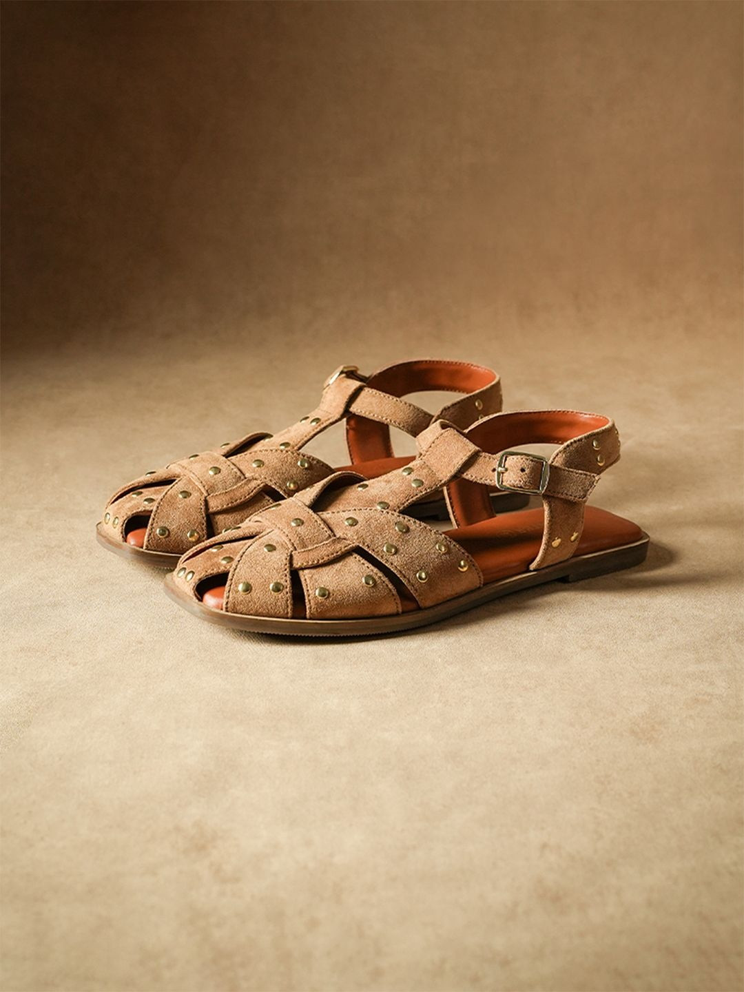 Theater Women Frankie Tan Buckle Strap Gladiator Flats