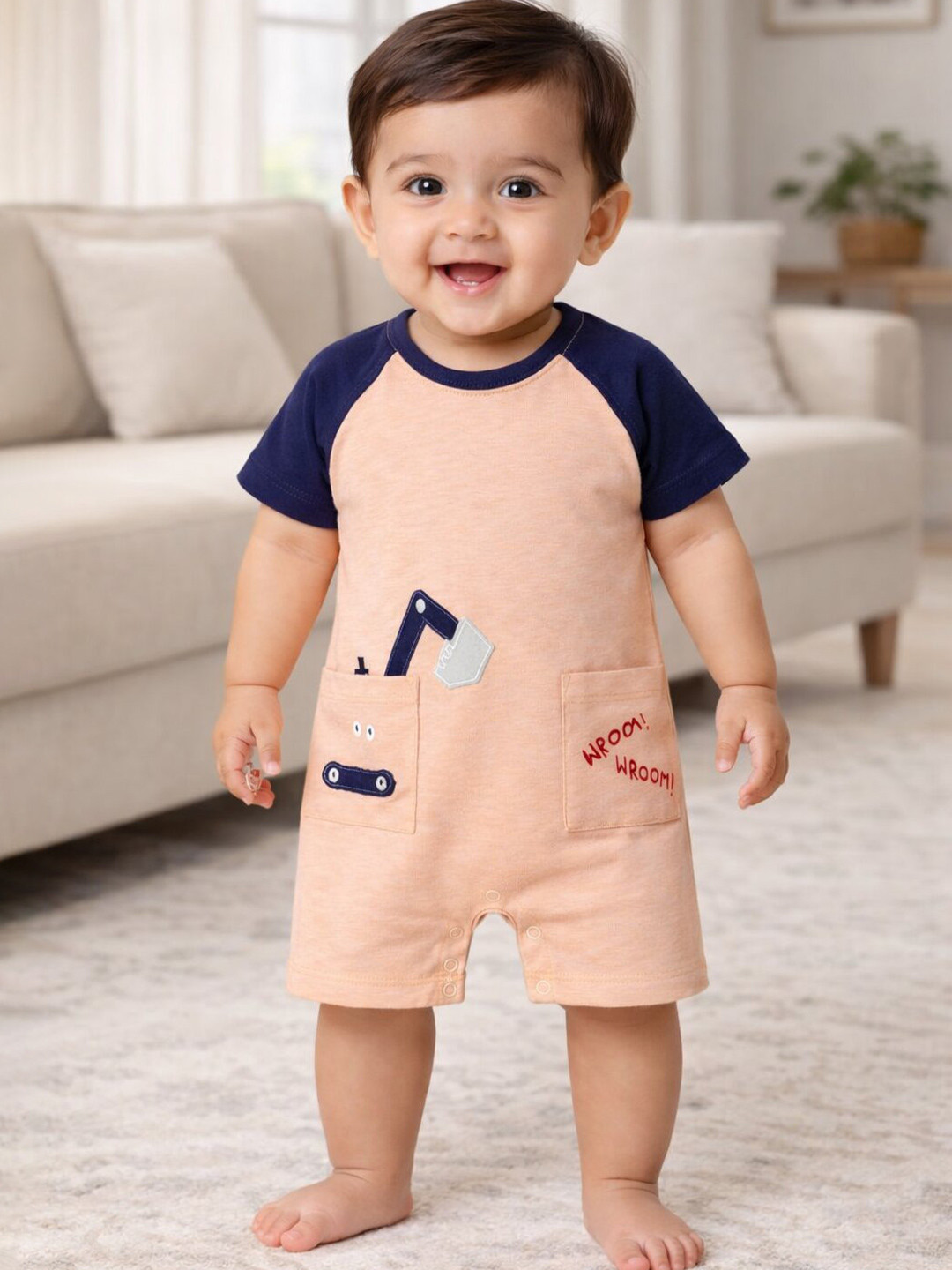 Bodycare Kids Infant Boys Printed Cotton Romper