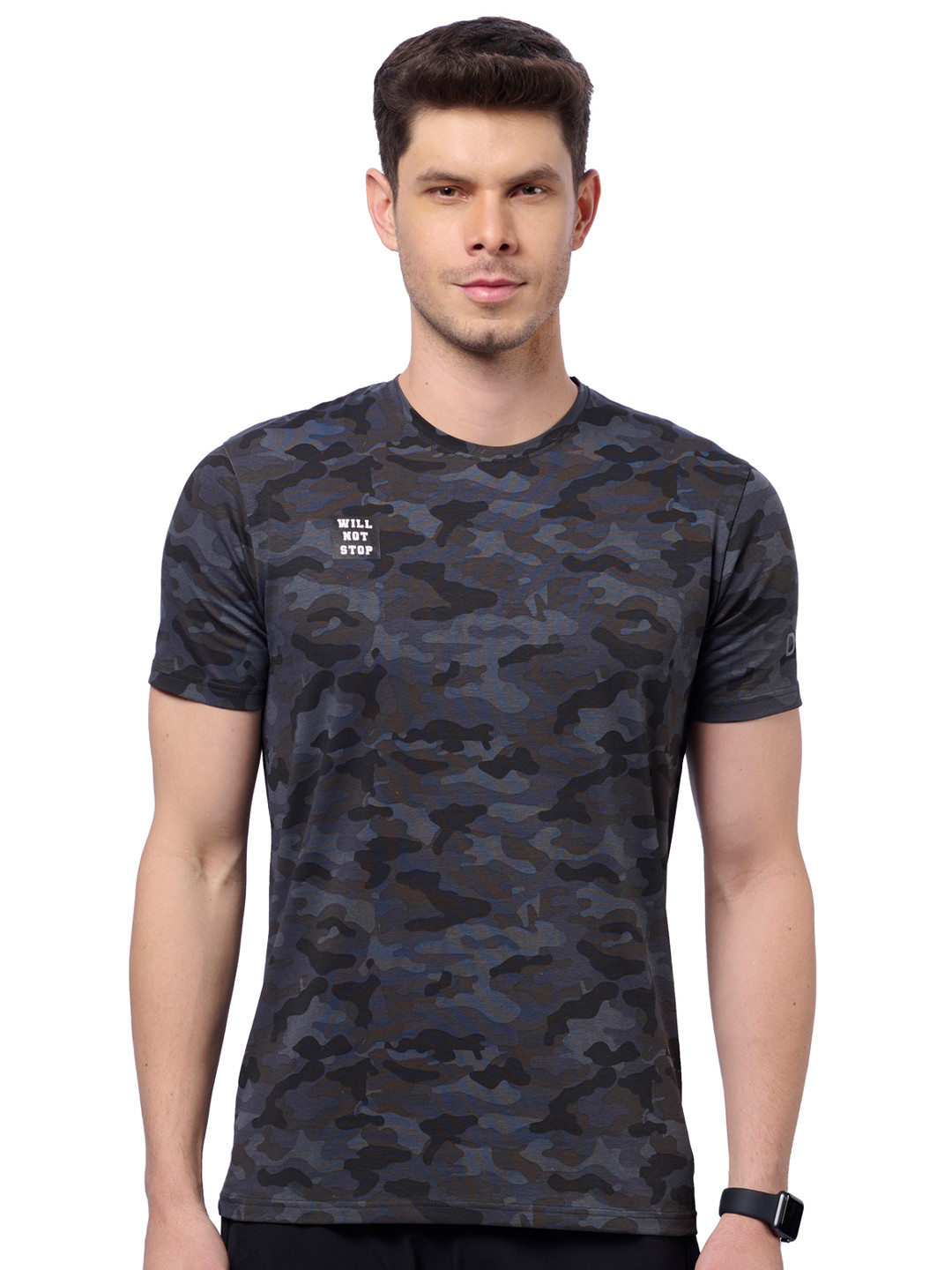 Domin8 Men Regular Fit Camouflage Sports T-Shirt