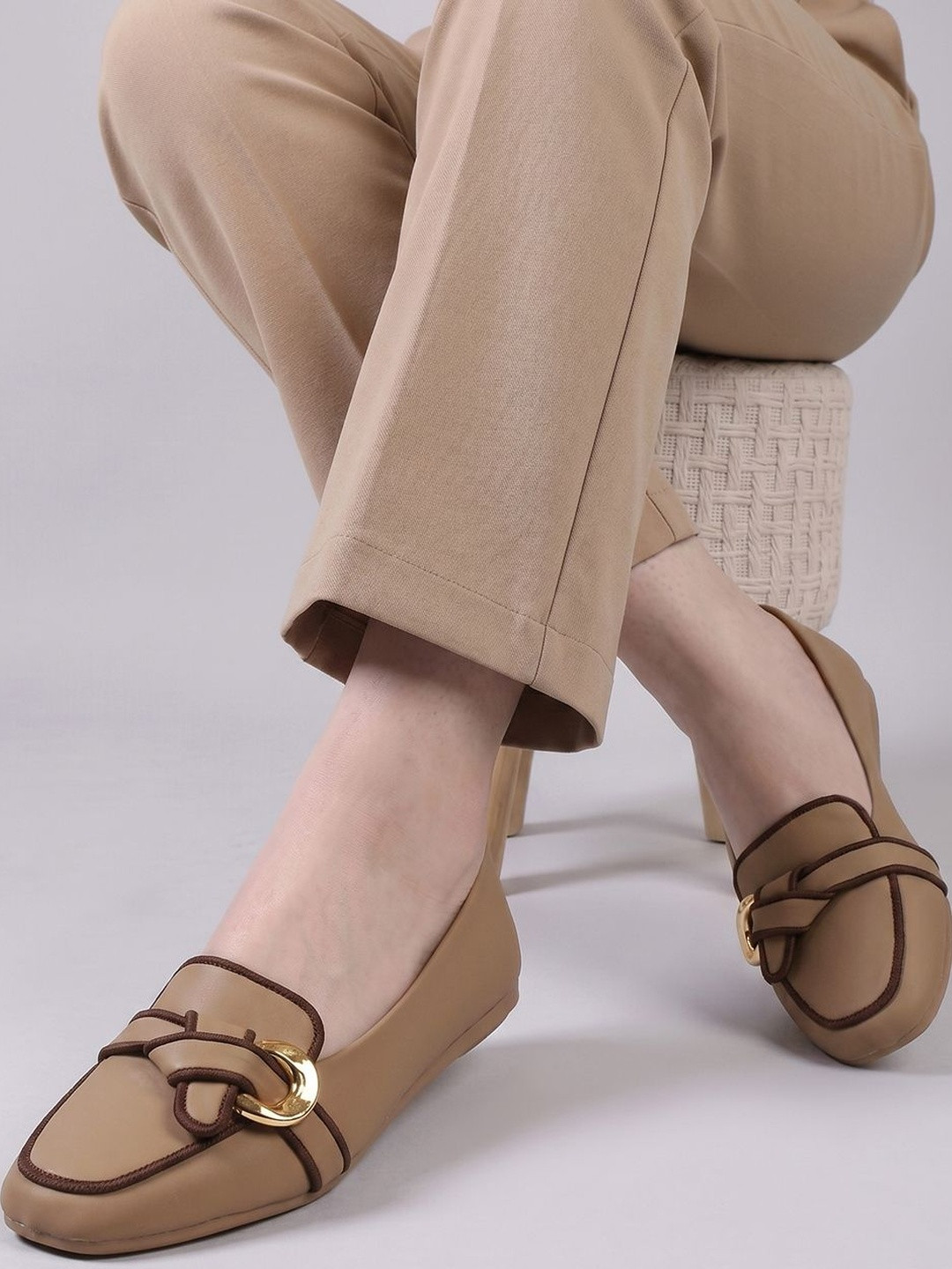 TRIKSY Square Toe Slip-On Ballerinas