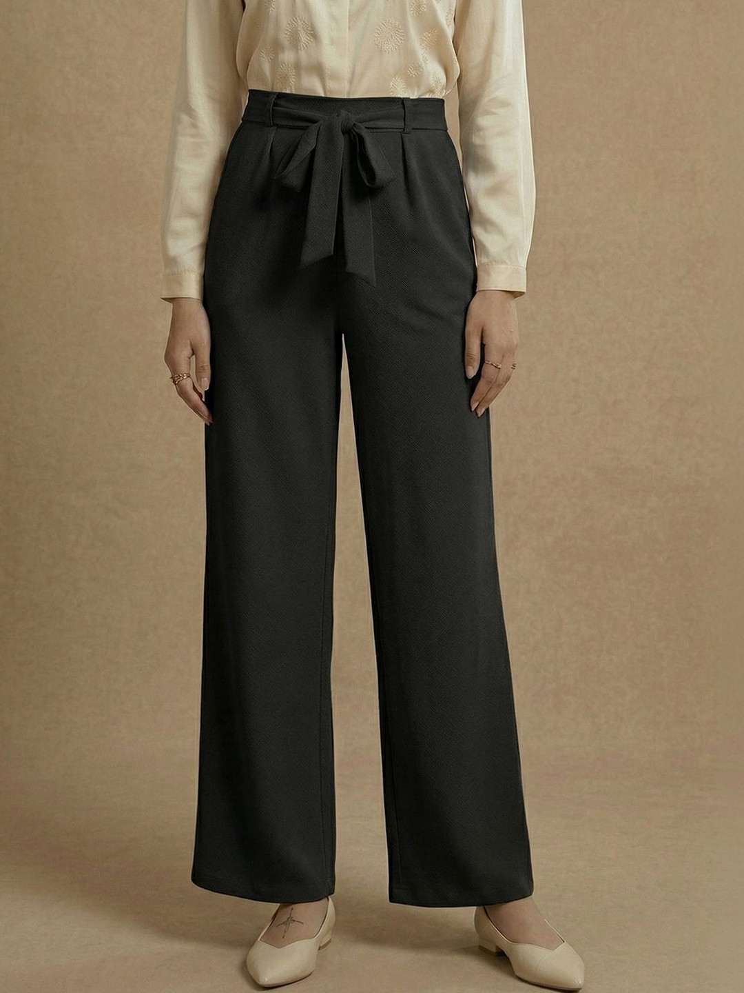 Moda Rapido Women Comfort Flared High-Rise Trousers
