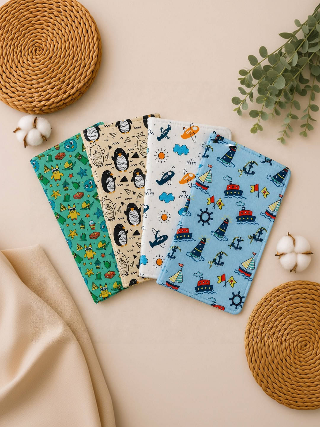 ZIKKU Kids Set Of 4 Printed Cotton Handkerchief