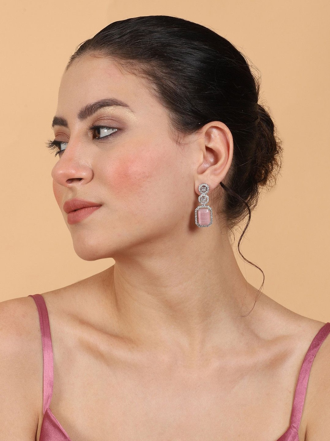 StileAdda Silver Plated Geometric Drop Earrings