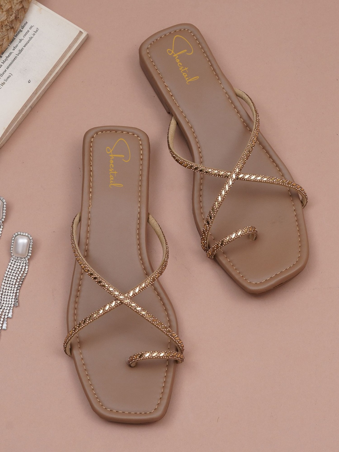 Shoestail Women Open Toe Flats