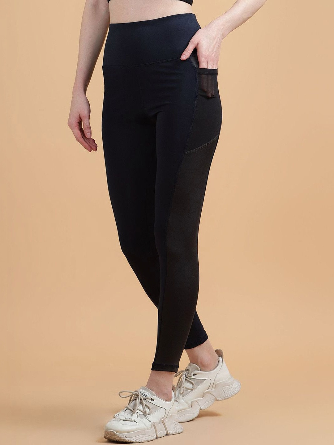 COSVOS Women Colorblocked Dry Fit Ankle Length Tights