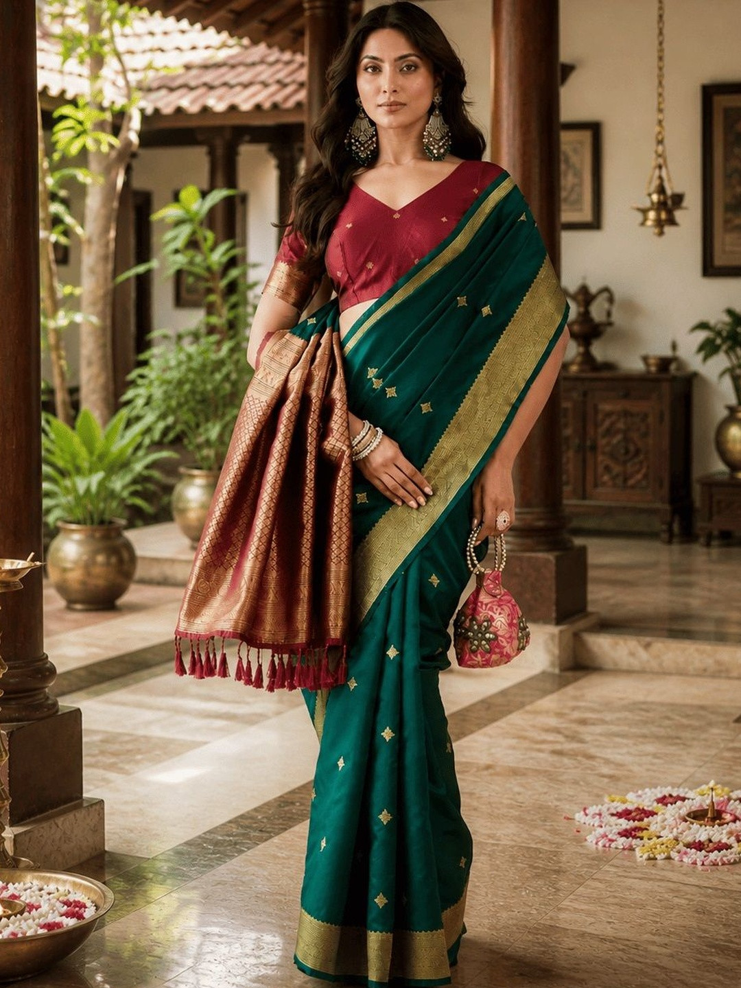 kasee Ethnic Motifs Zari Art Silk Handloom Saree