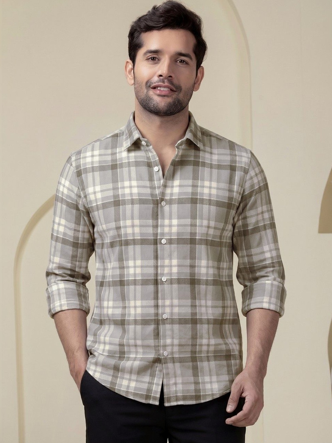 CHARLOTTE GRACIOUS Men Comfort Slim Fit Checked Casual Shirt