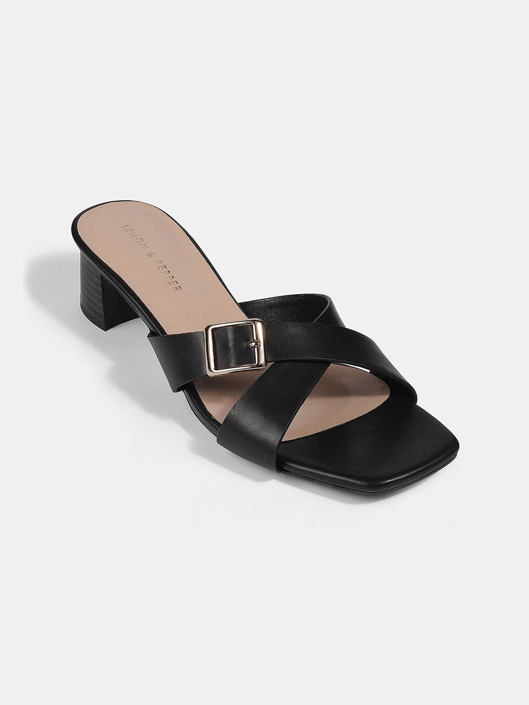 LEMON & PEPPER Women Block Heel Sandal With Buckle