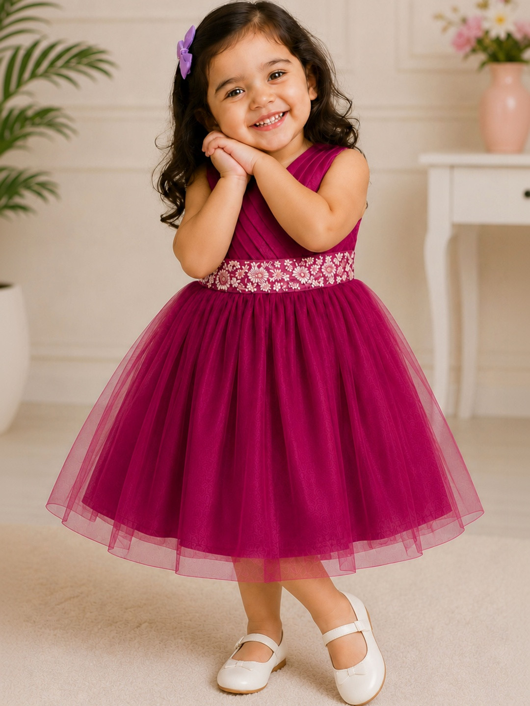 TotzTouch Embroidered Net A-Line Dress