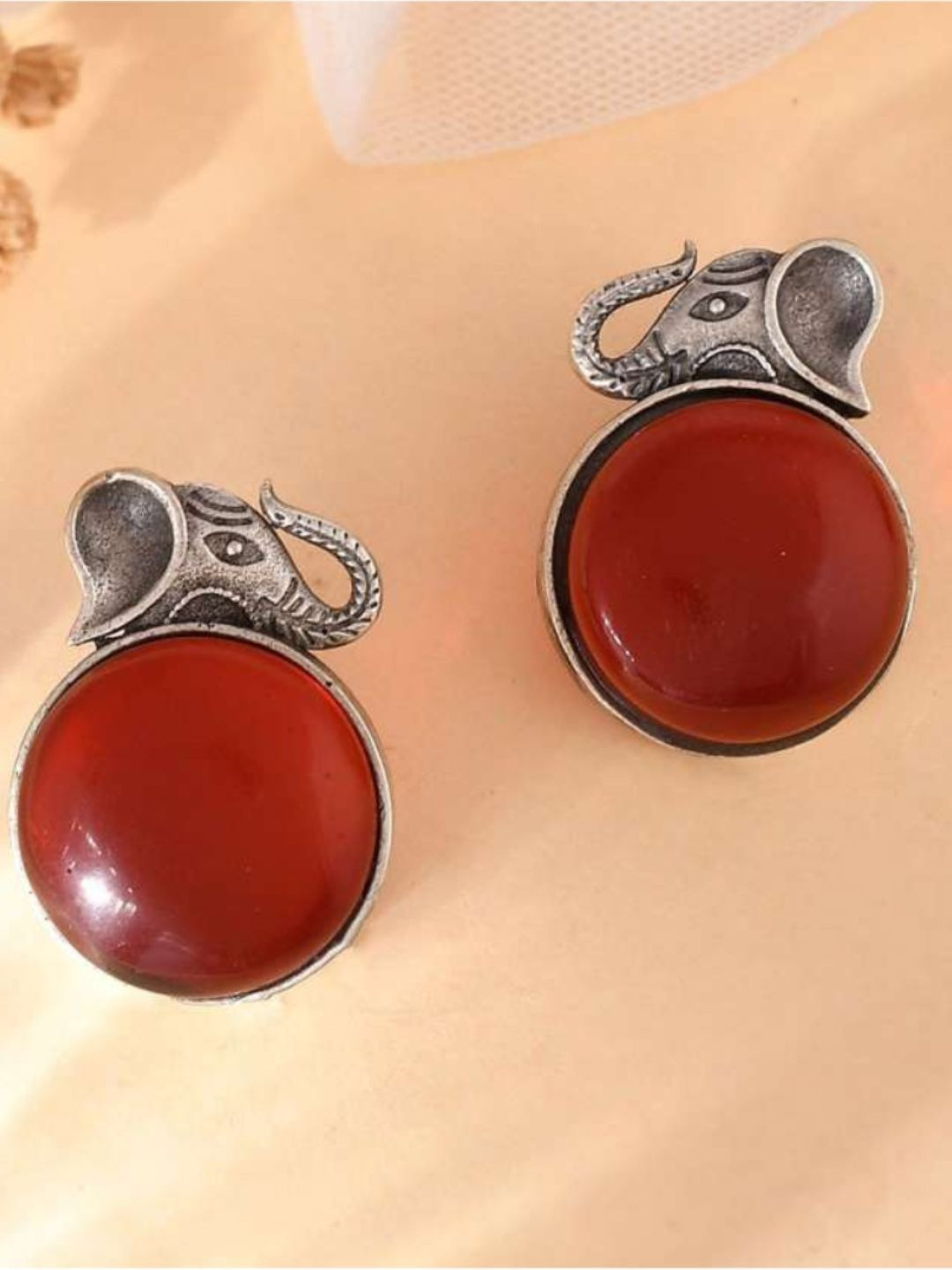 BLACKBOX Oxidised Artificial Stone Studded Earring