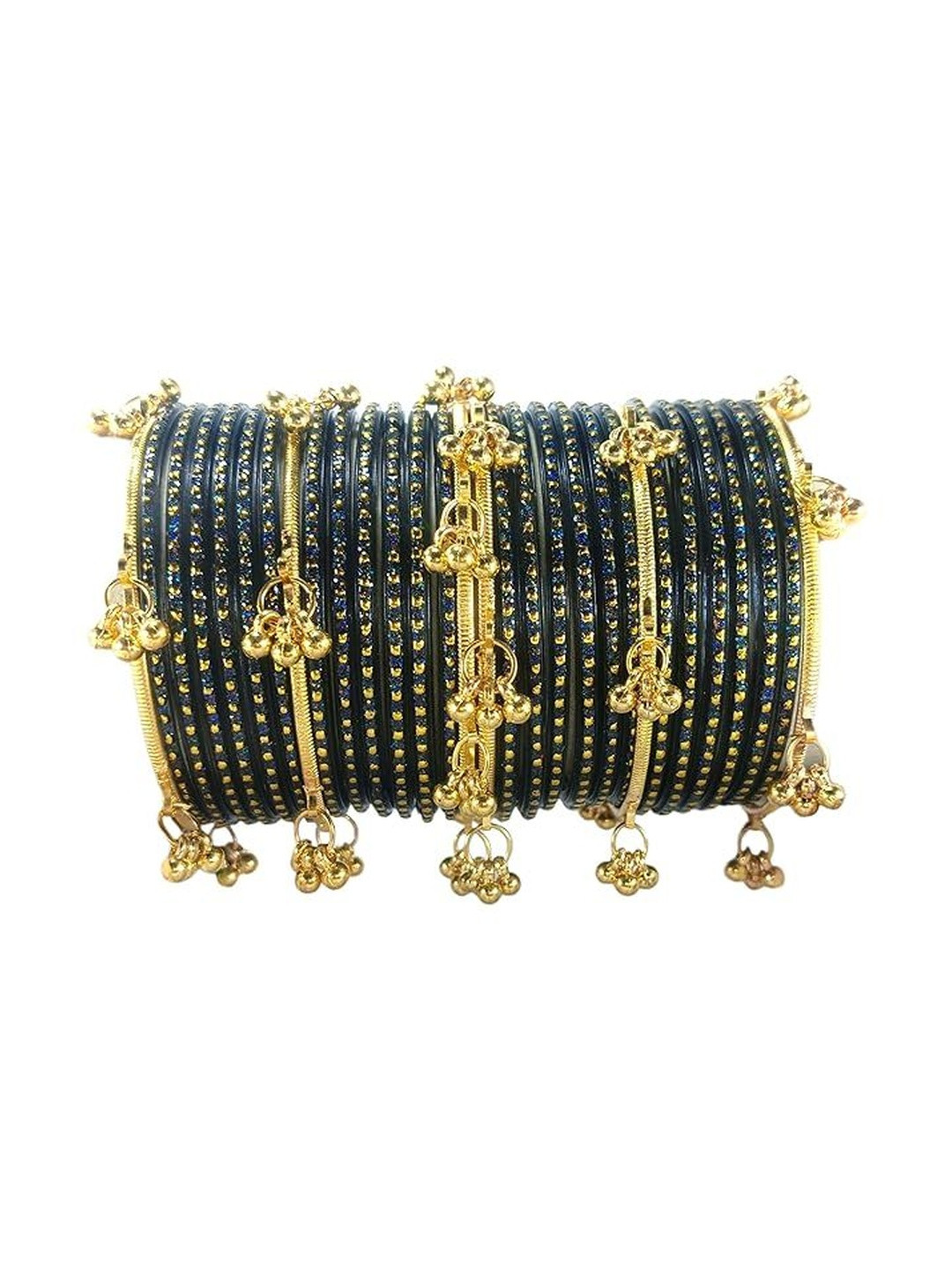 BEG FASHION Set Of 30 Kashmiri Ghungroo Beaded & Zircon Studded Bangles