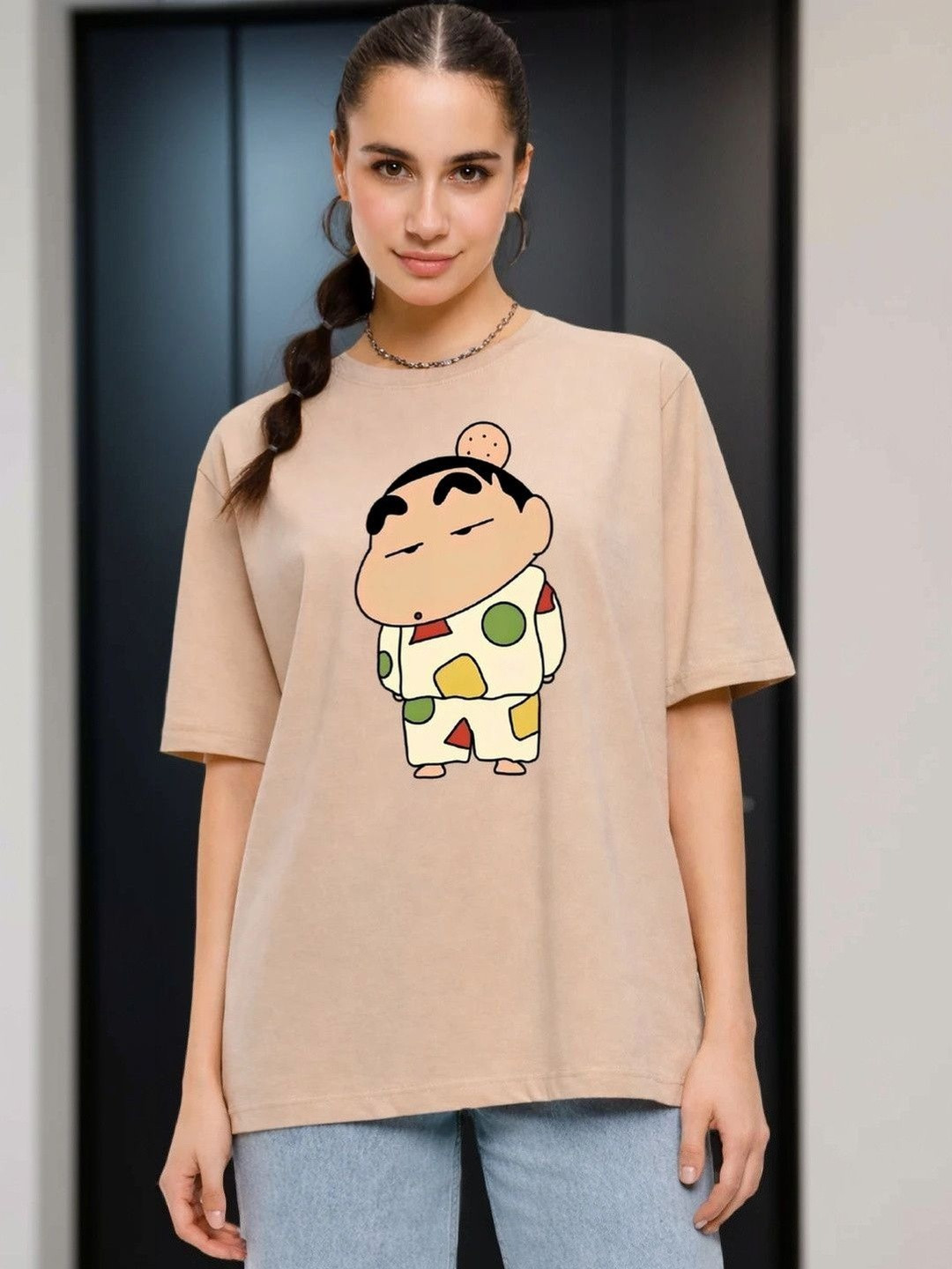 BELTLY Women Printed Drop-Shoulder Sleeves T-shirt