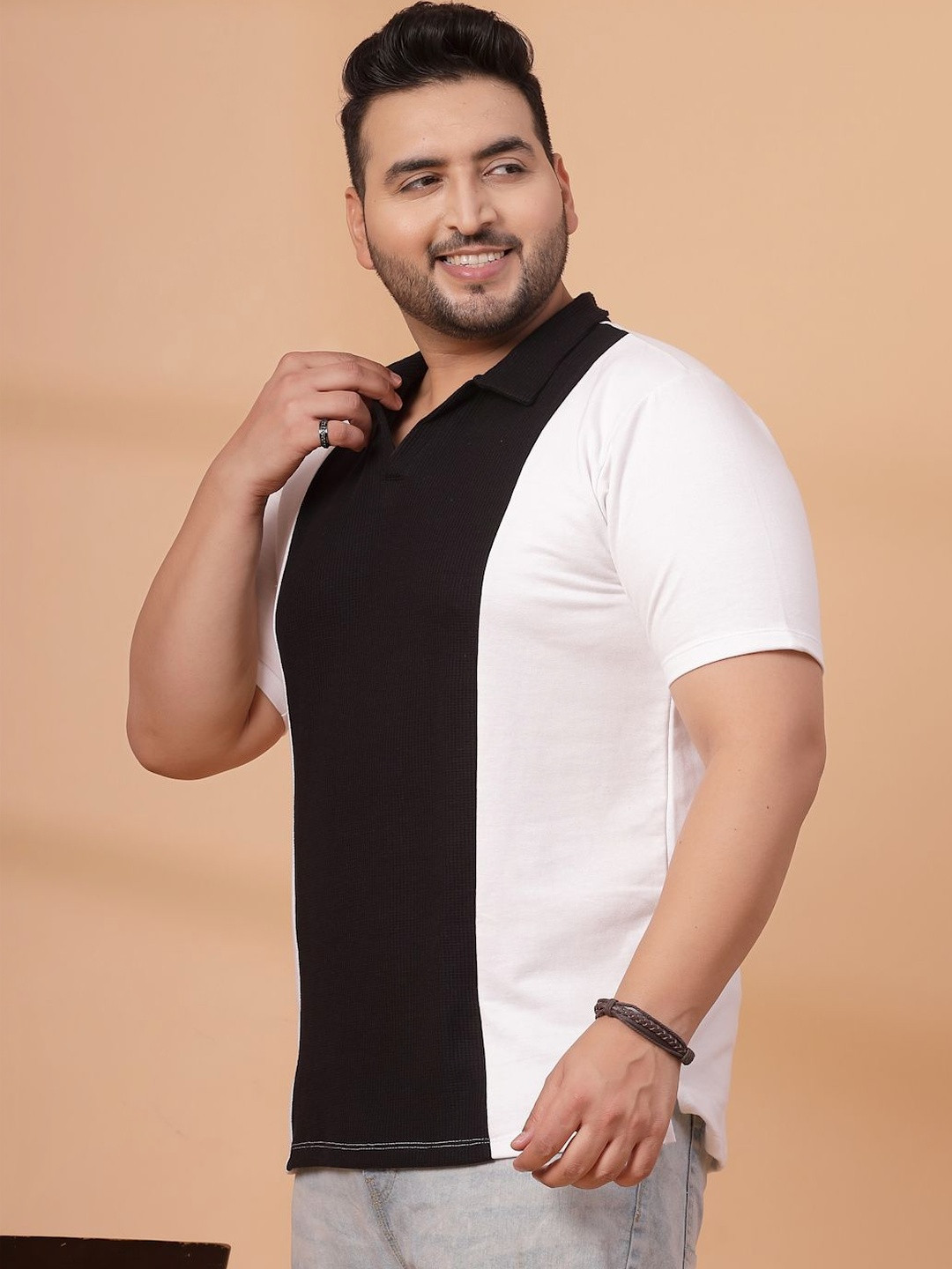 Sztori Men Plus Size Colourblocked Polo Collar Regular Fit T-shirt