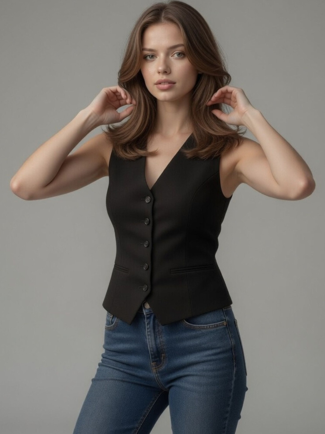 The Roadster Lifestyle Co Sleeveless Slim Fit Waistcoat Top