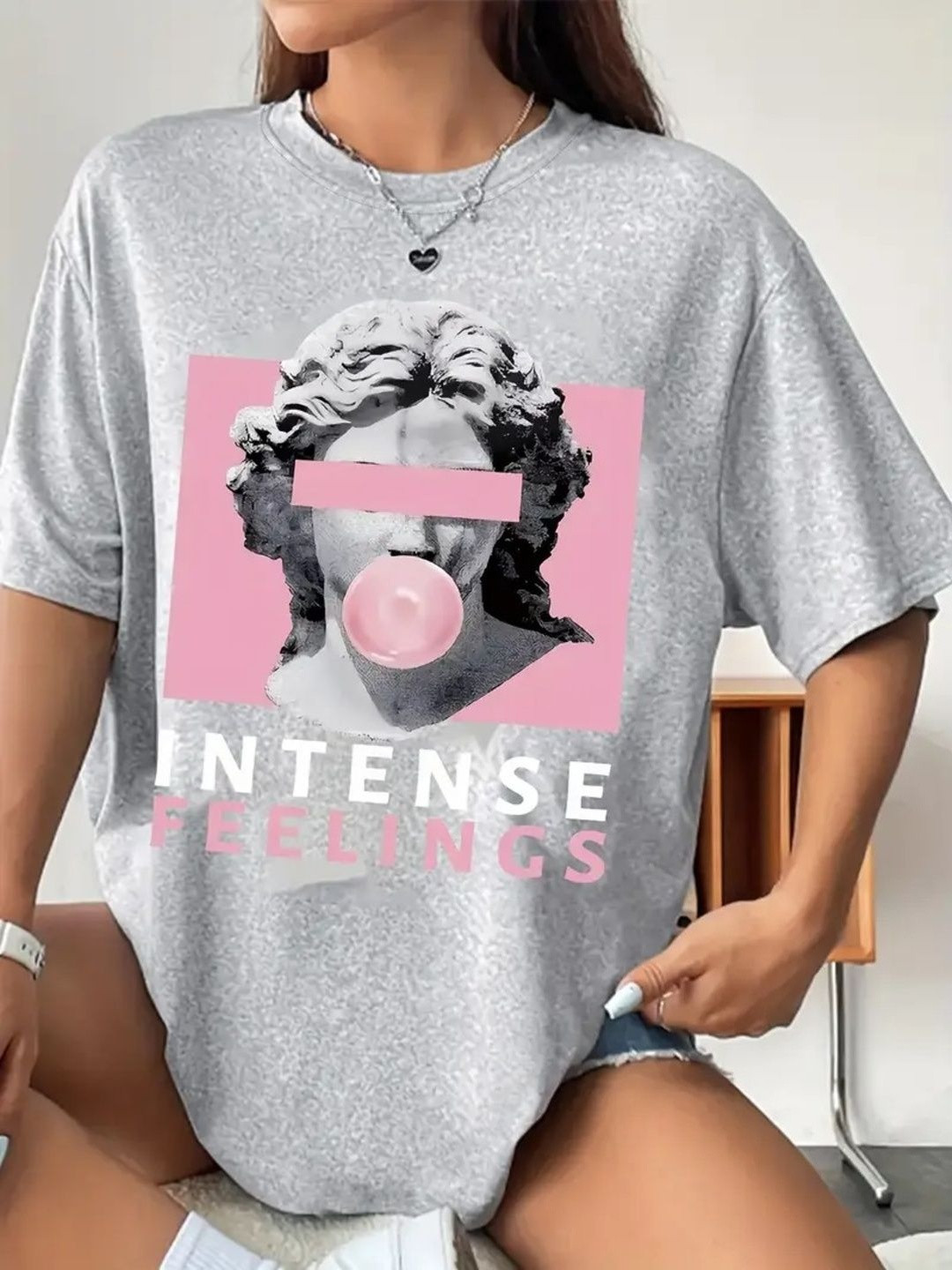 Mark tp Women Printed Drop-Shoulder Sleeves T-shirt
